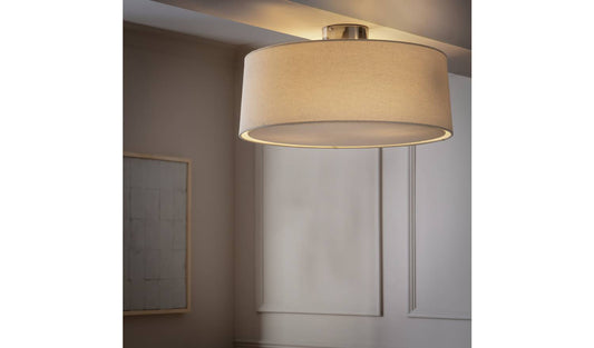 Habitat Metal Flush Ceiling Light - Natural & Chrome