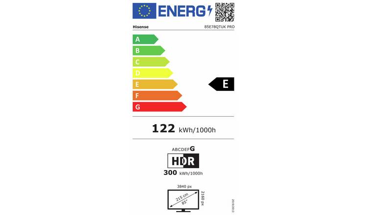 Hisense 85 Inch 85E78QTUK PRO Smart 4KUHD HDR QLED Freely TV