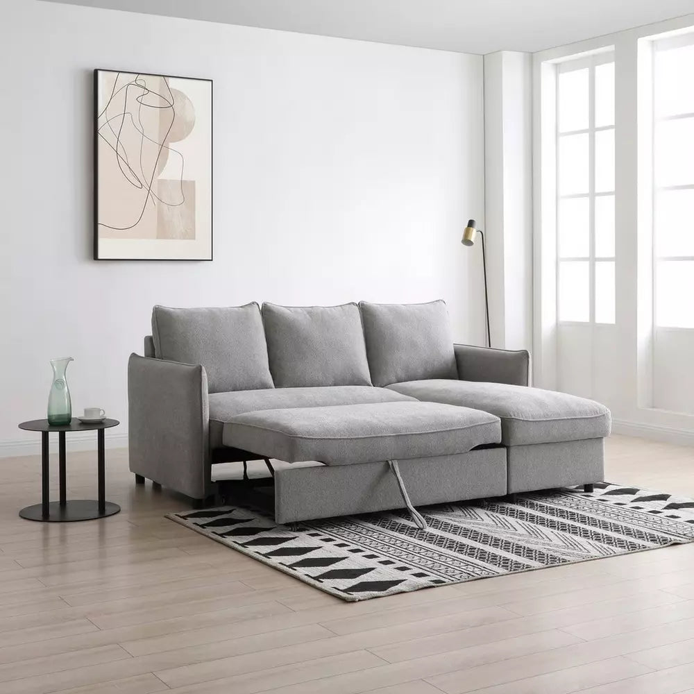 Kyoto Ruben Boucle Reversible Storage Corner Sofabed - Grey