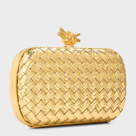 Women's BV Knot Metallic Clutch Bag