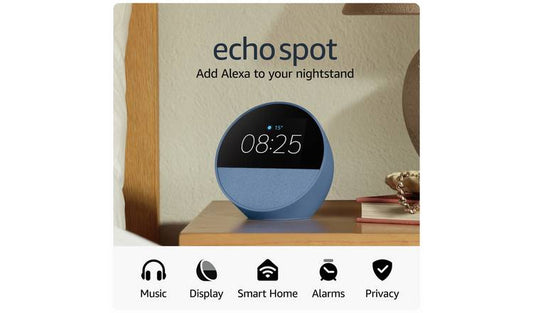Amazon Echo Spot Smart Alarm Clock with Alexa - Blue