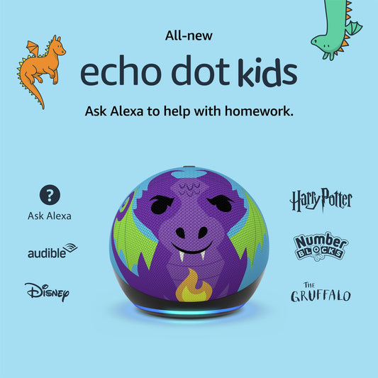 Amazon Echo Dot Kids 5th Gen Smart Speaker with Alexa-Dragon