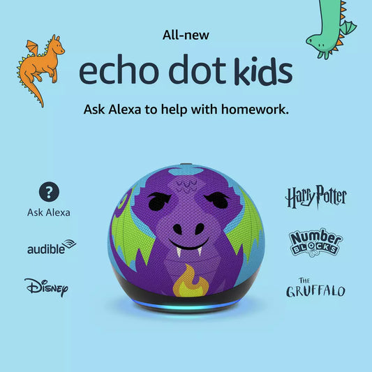 Amazon Echo Dot Kids 5th Gen Smart Speaker with Alexa-Dragon