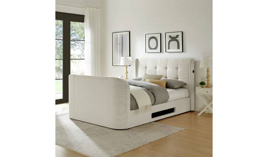 Koble Wafer Kingsize Smart TV Bed - Cream
