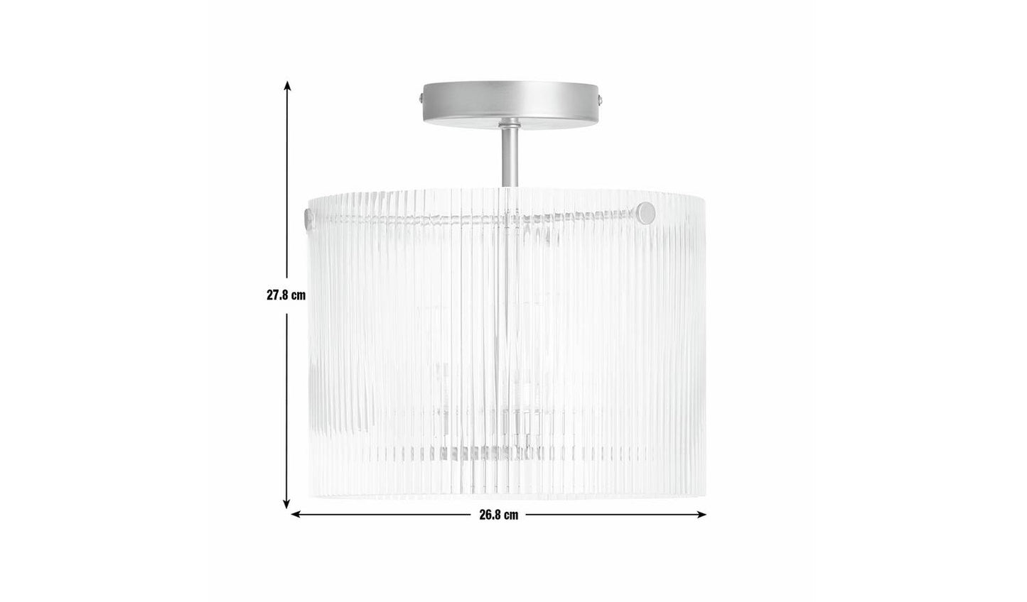 Habitat Ribbed Glass Flush Ceiling Light - Brass