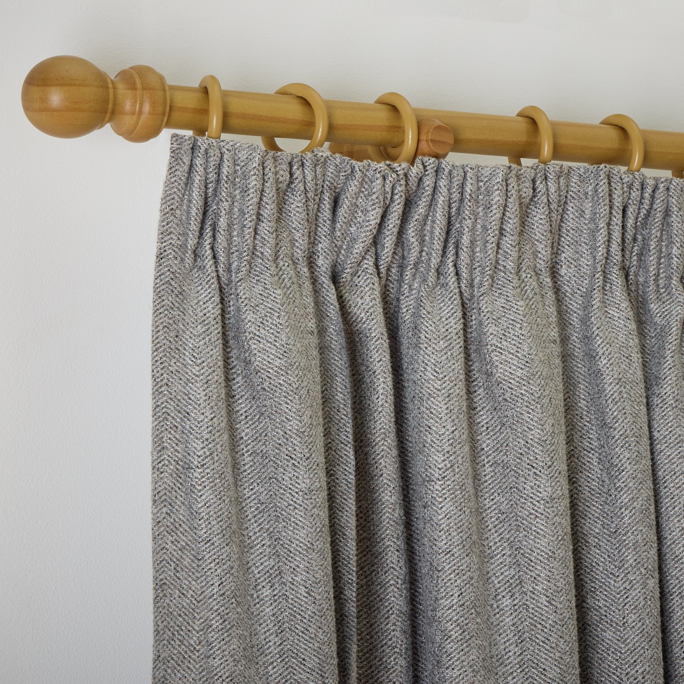 Habitat Herringbone Pencil Pleat Curtain - Grey - 137x117cm