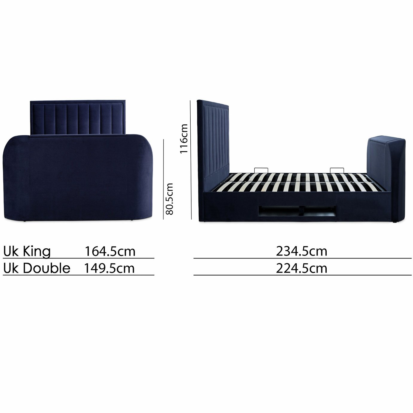Time4Sleep Santorini Double Side Lift Ottoman TV Bed - Blue