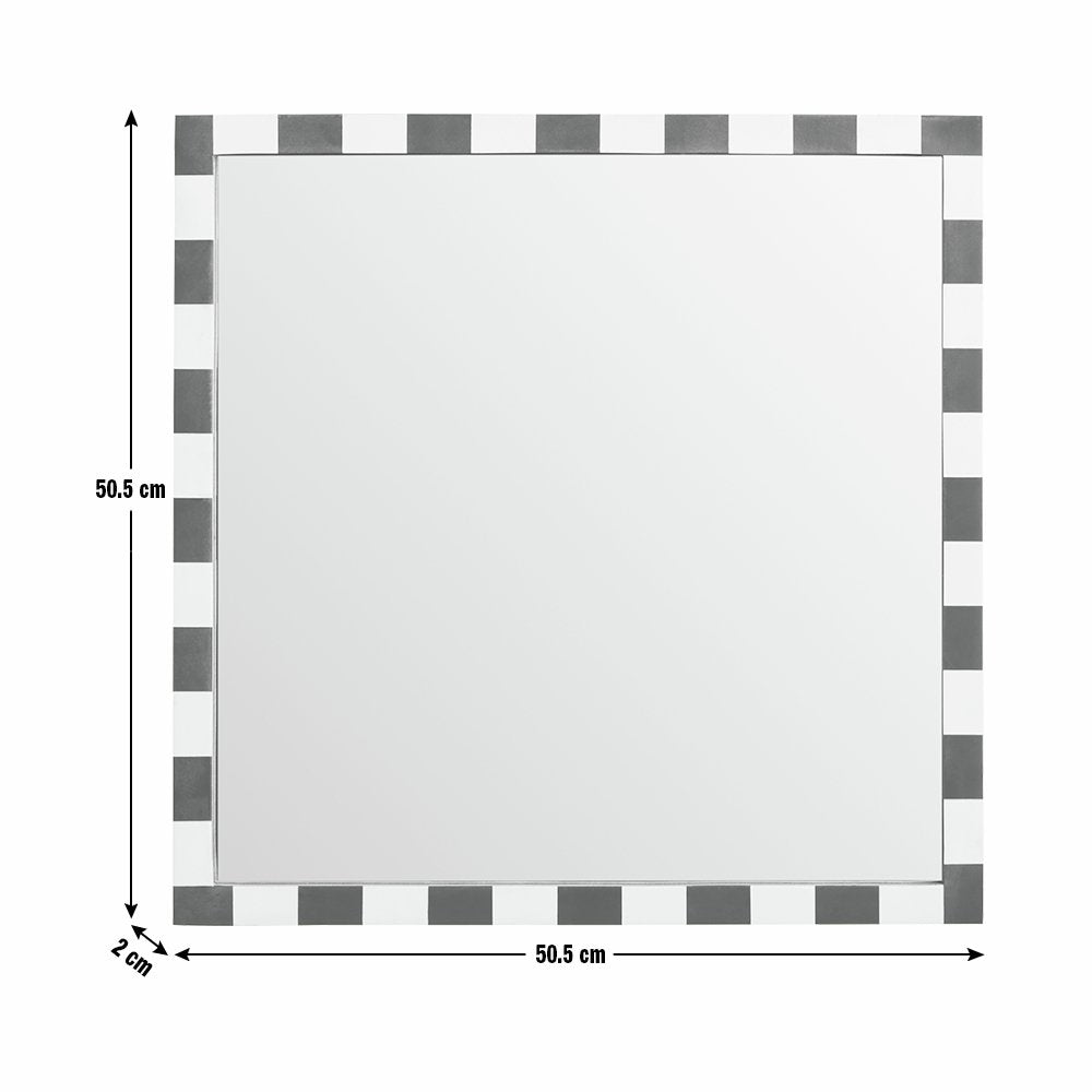 Habitat Striped Green Resin Square Wall Mirror - 51x51cm
