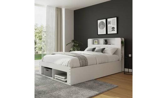 GFW Anya End Lift Double Ottoman Bed - White
