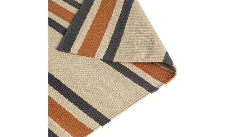 Habitat Stripe Charcoal Flatweave Rug - 120x170cm