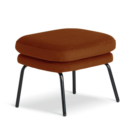 Habitat Celine Velvet Footstool - Orange