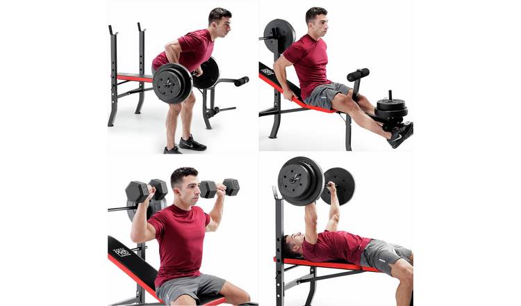 Marcy Pro PM2084 Standard Weight Bench with 45kg Weight Set