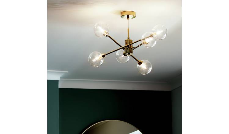 Habitat Sputnik Glass 6 Light Pendant Light – Gold