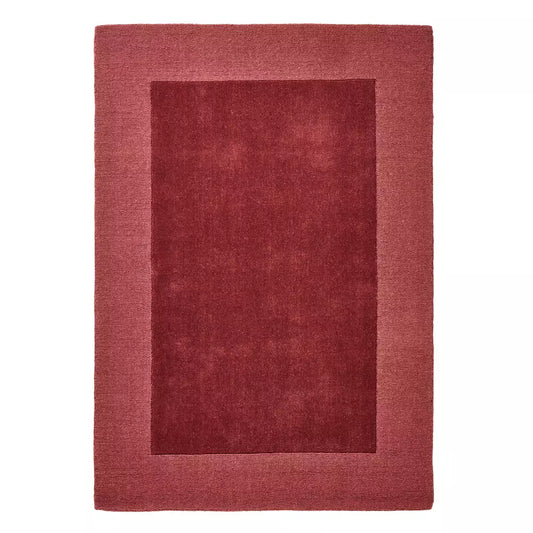 Habitat Simple Border Burgundy Wool Cut Pile Rug - 120x170cm
