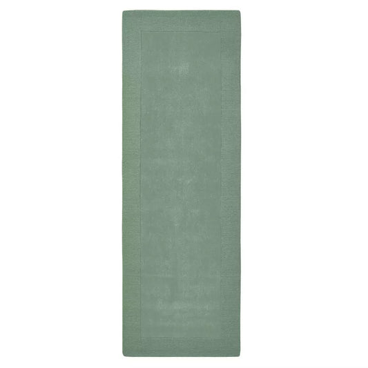 Habitat Simple Border Green Wool Cut Pile Runner - 66x200cm