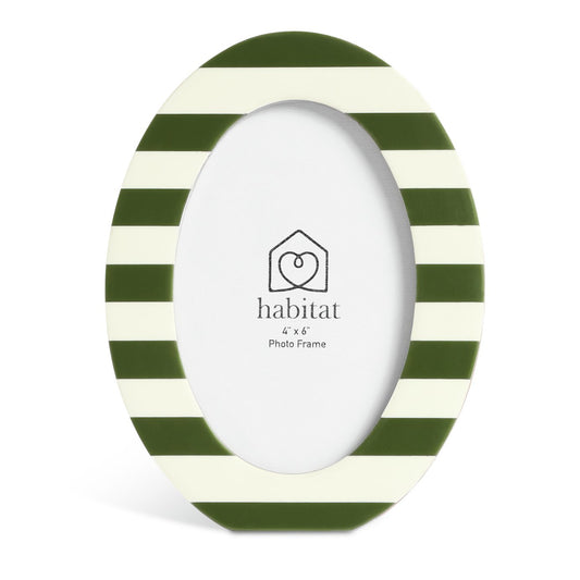 Habitat Striped Oval Green Resin Picture Frame - 4x6"