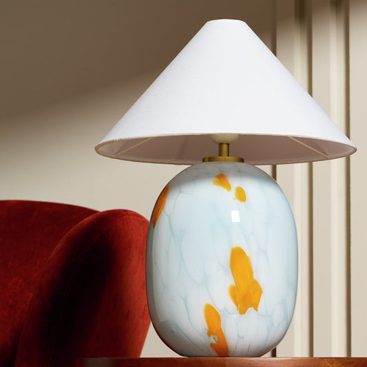 Habitat Rae Confetti Glass Table Lamp - Blue & White