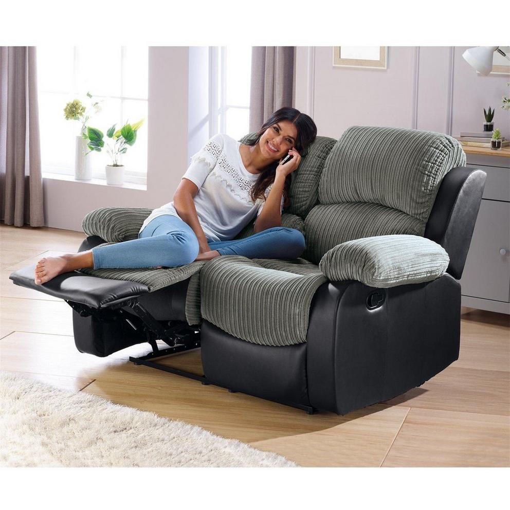 Canterbury Cord/Faux Leather Recliner 2 Seater Sofa