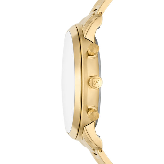 Fossil Men's Black Chronograph Dial Gold Tone Stainless Steel Watch