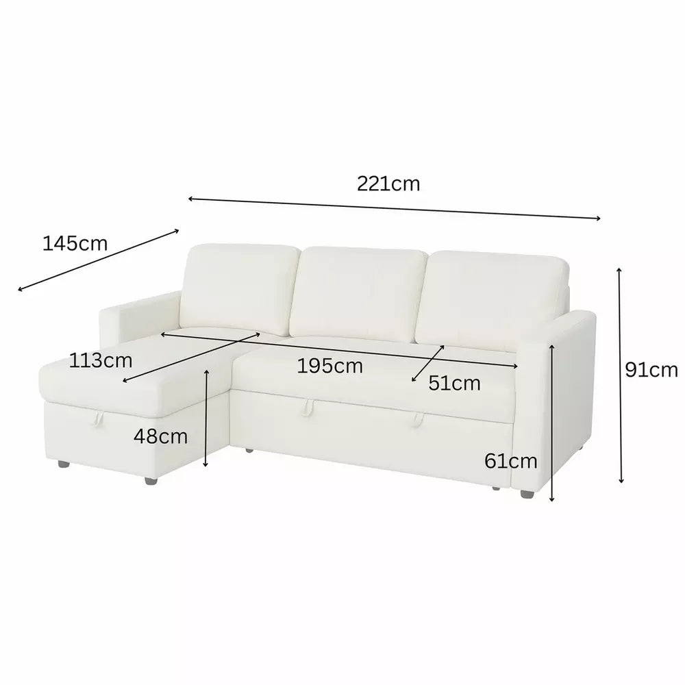 Aspire Nexis Left Hand Storage Chaise Sofa Bed- Grey