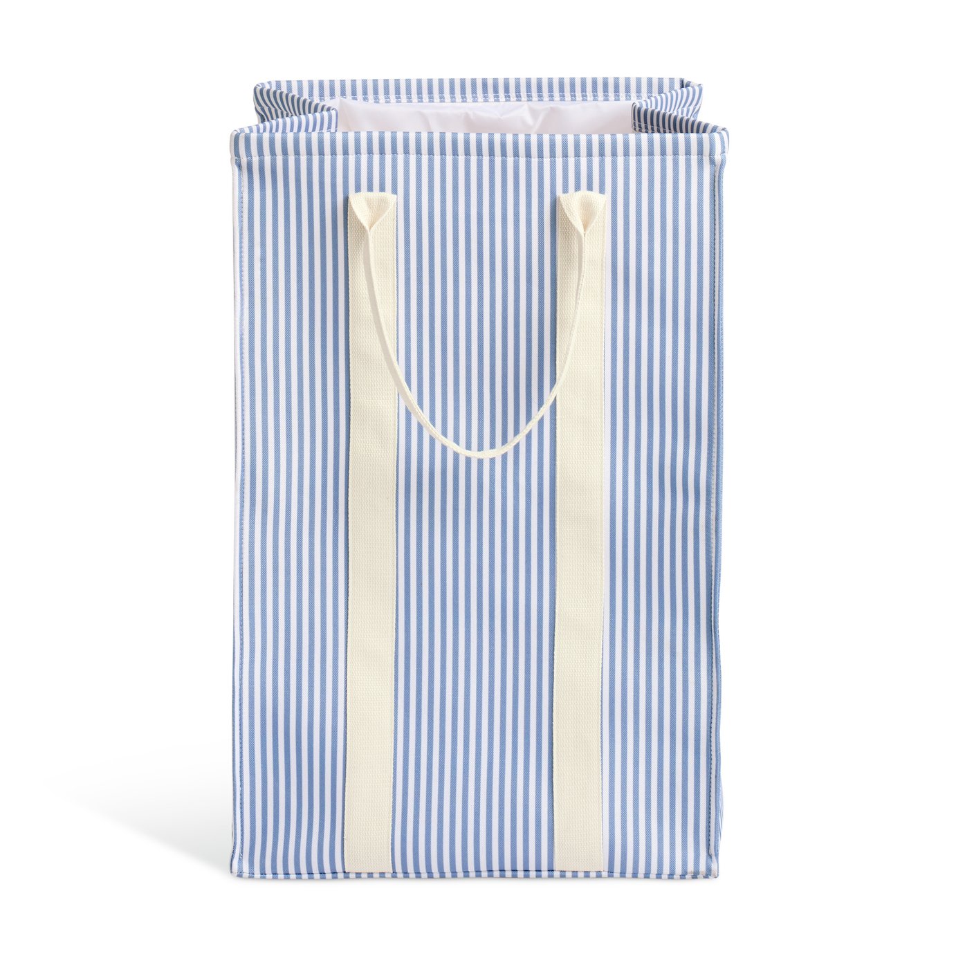 Argos Home 70L Collapsible Coastal Stripe Laundry Bag with Handles-Blue & White