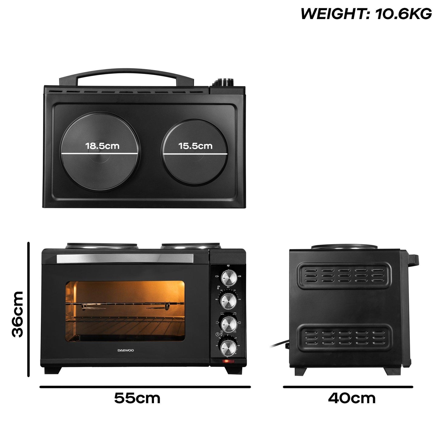 3000W 42L Countertop Oven with Hot Plates & Rotiss