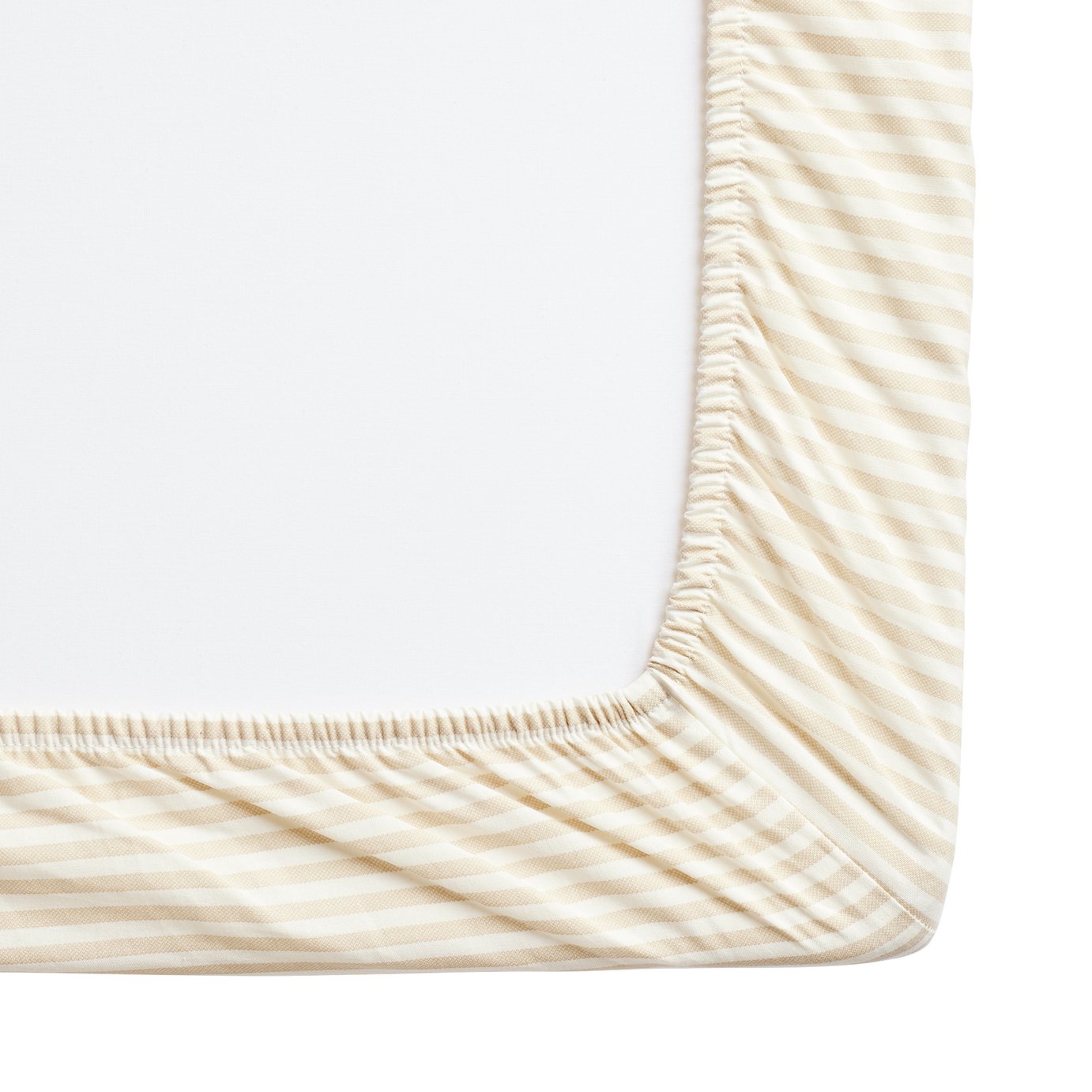Habitat Oxford Stripe Print Neutral Fitted Sheet - Single