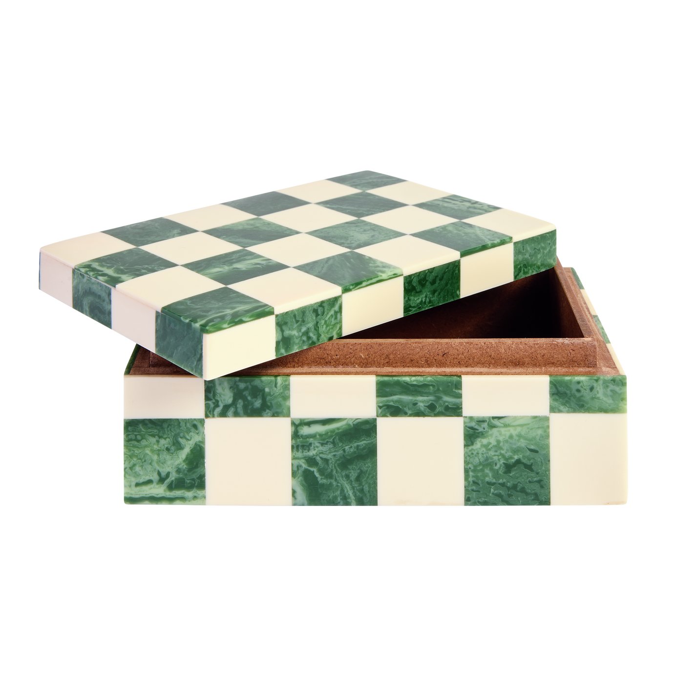 Habitat Checkered Resin Green Trinket Box