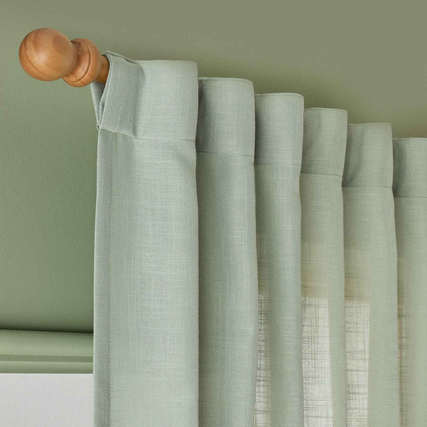 Argos Home Linen Effect Slot Top Voile Curtain - Sage - 140x137cm