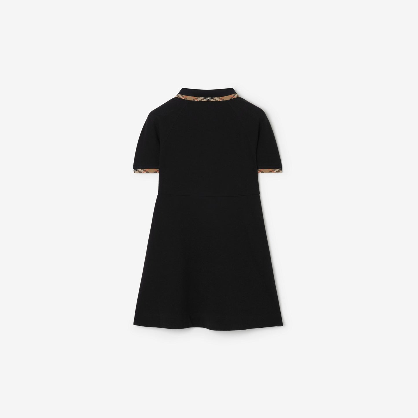 Check Trim Cotton Polo Shirt Dress