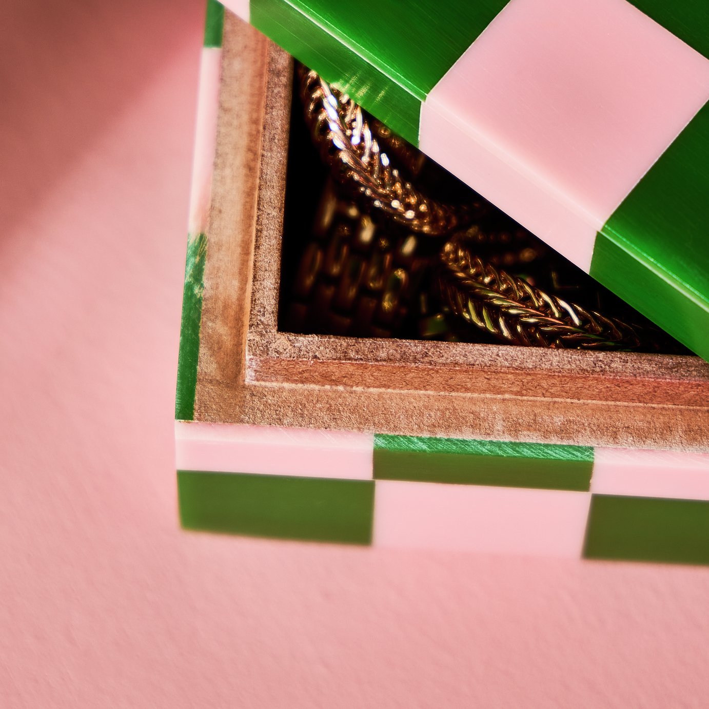 Habitat Brights Checkered Resin Trinket Box - Pink & Green
