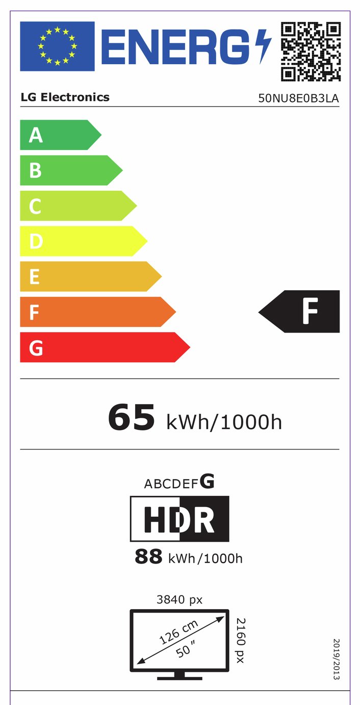 LG 50 Inch 50NU8E0B3LA Smart 4K UHD HDR LED Nano AI TV