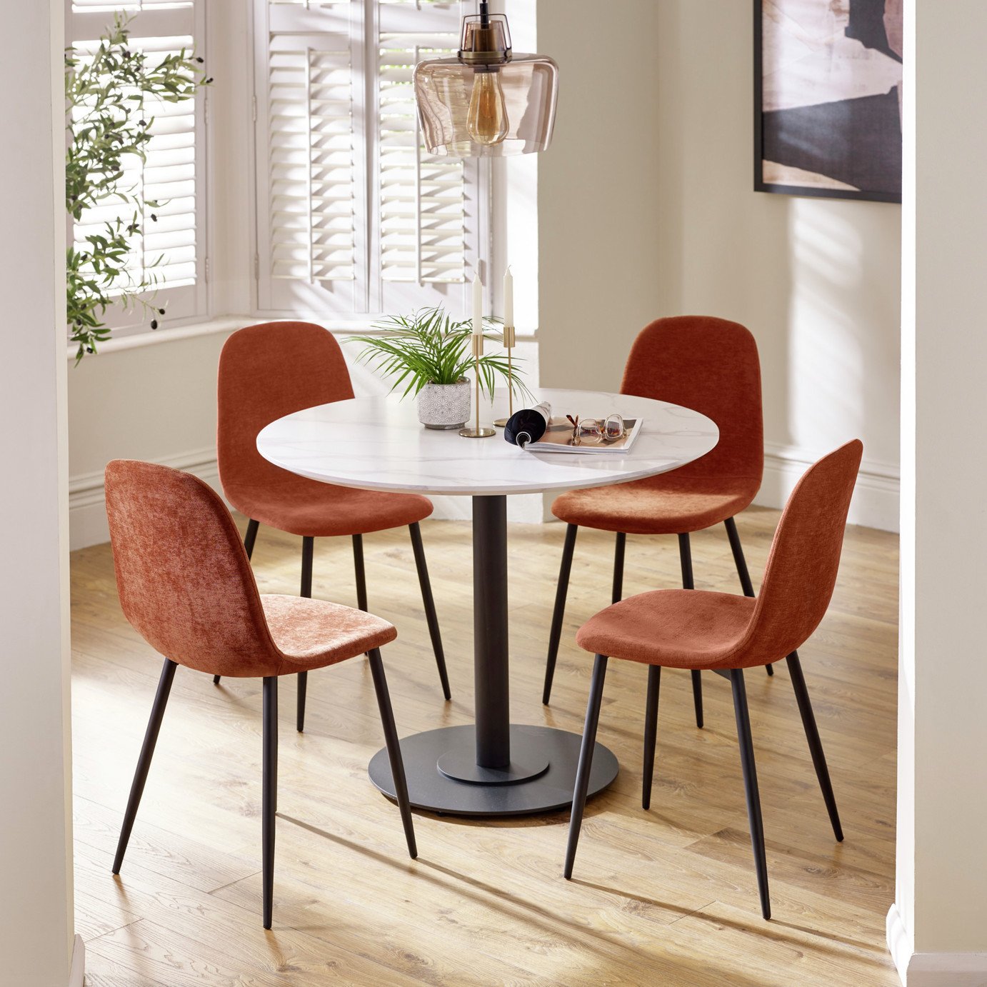 Julian Bowen Lottie Pair of Fabric Dining Chairs -Terracotta