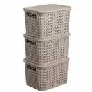 Strata Urban Store Set of 3 Storage Baskets with Lid - Cream