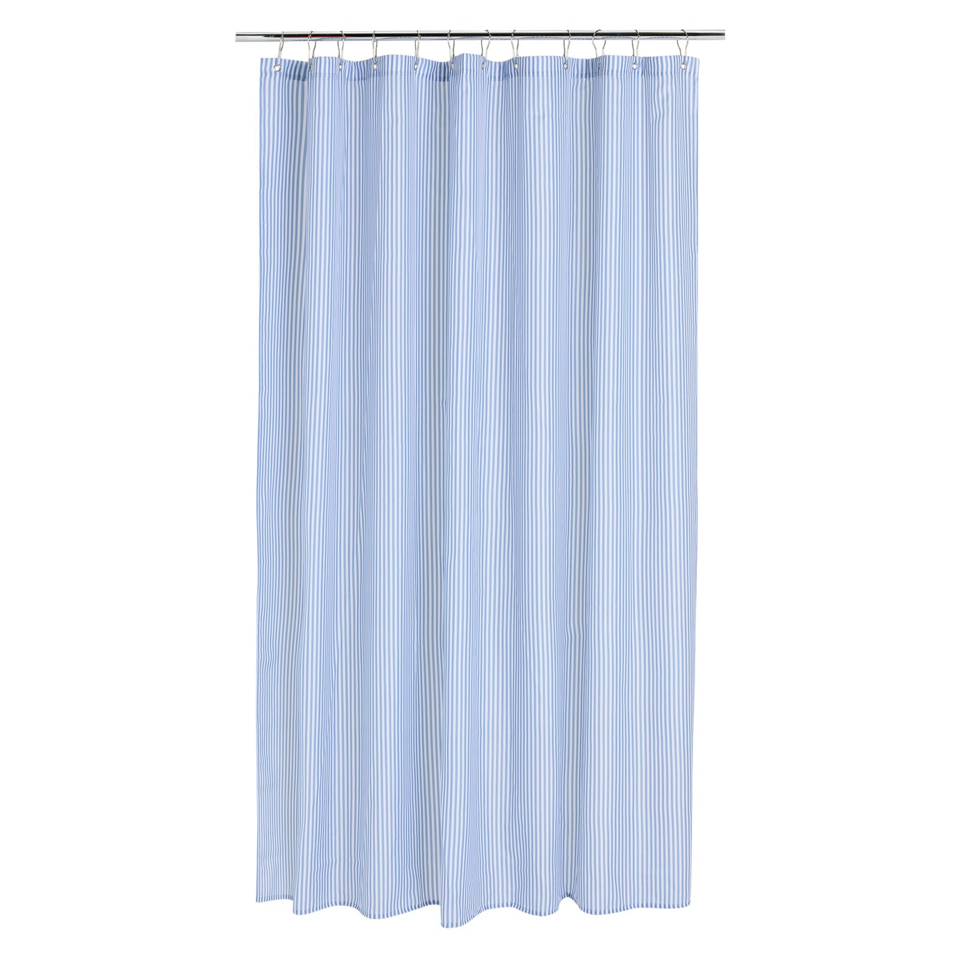 Argos Home Coastal Stripe Antibacterial Shower Curtain- Blue & White
