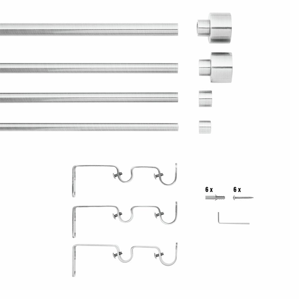 Argos Home Extendable Metal Stud Black Double Curtain Pole - 120 - 210cm
