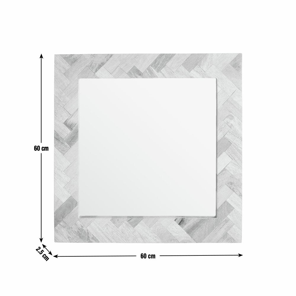 Habitat Wooden Herringbone Square Wall Mirror - 60x60cm