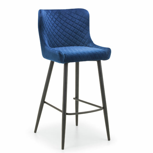 Julian Bowen Luxe Velvet Bar Stool - Blue
