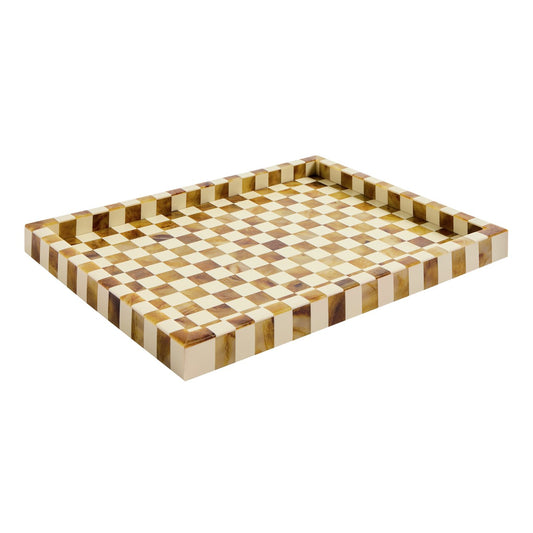 Habitat Checkered Resin Brown & White Coffee Table Tray
