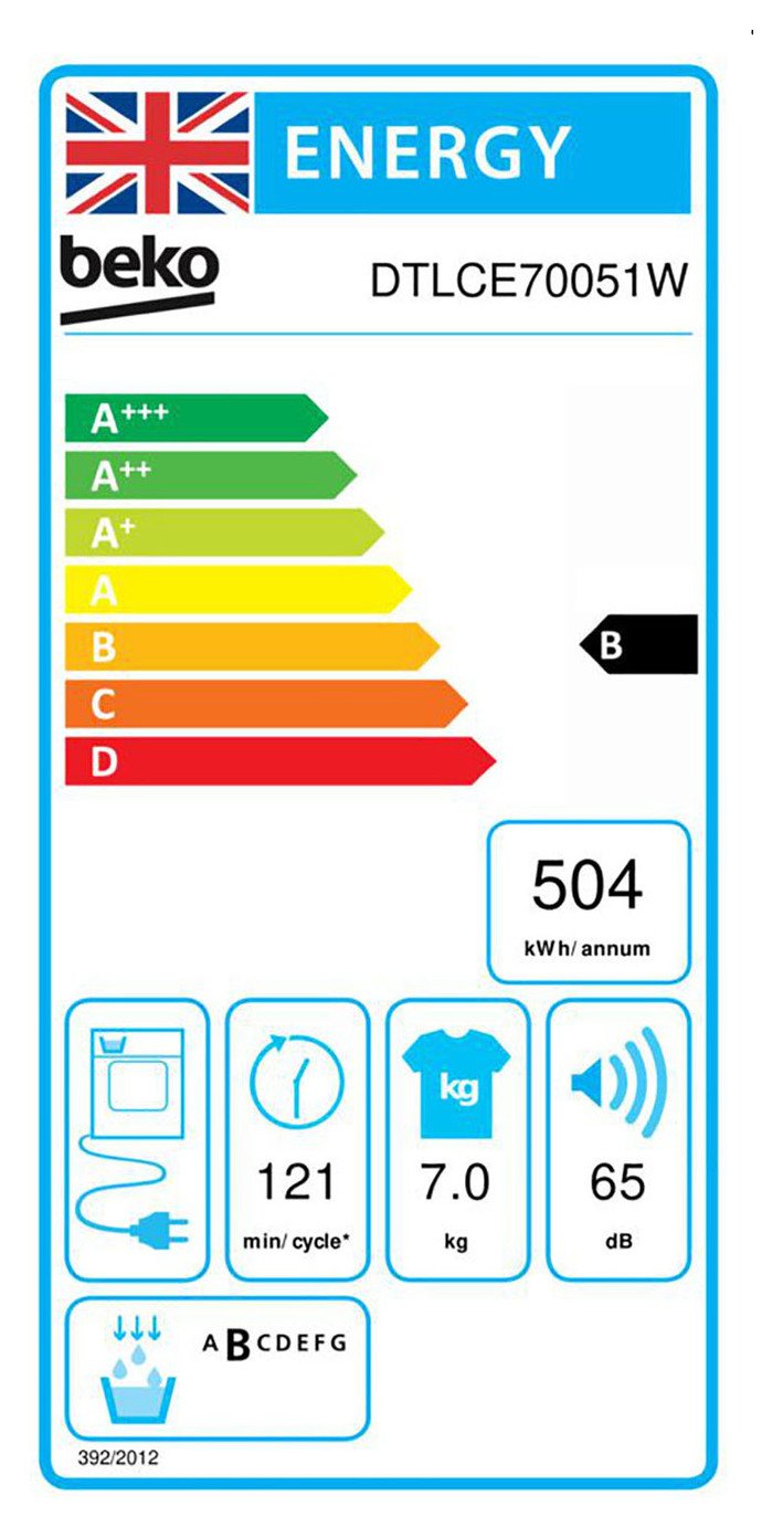 Beko DTLCE70051W 7KG Condenser Tumble Dryer - White