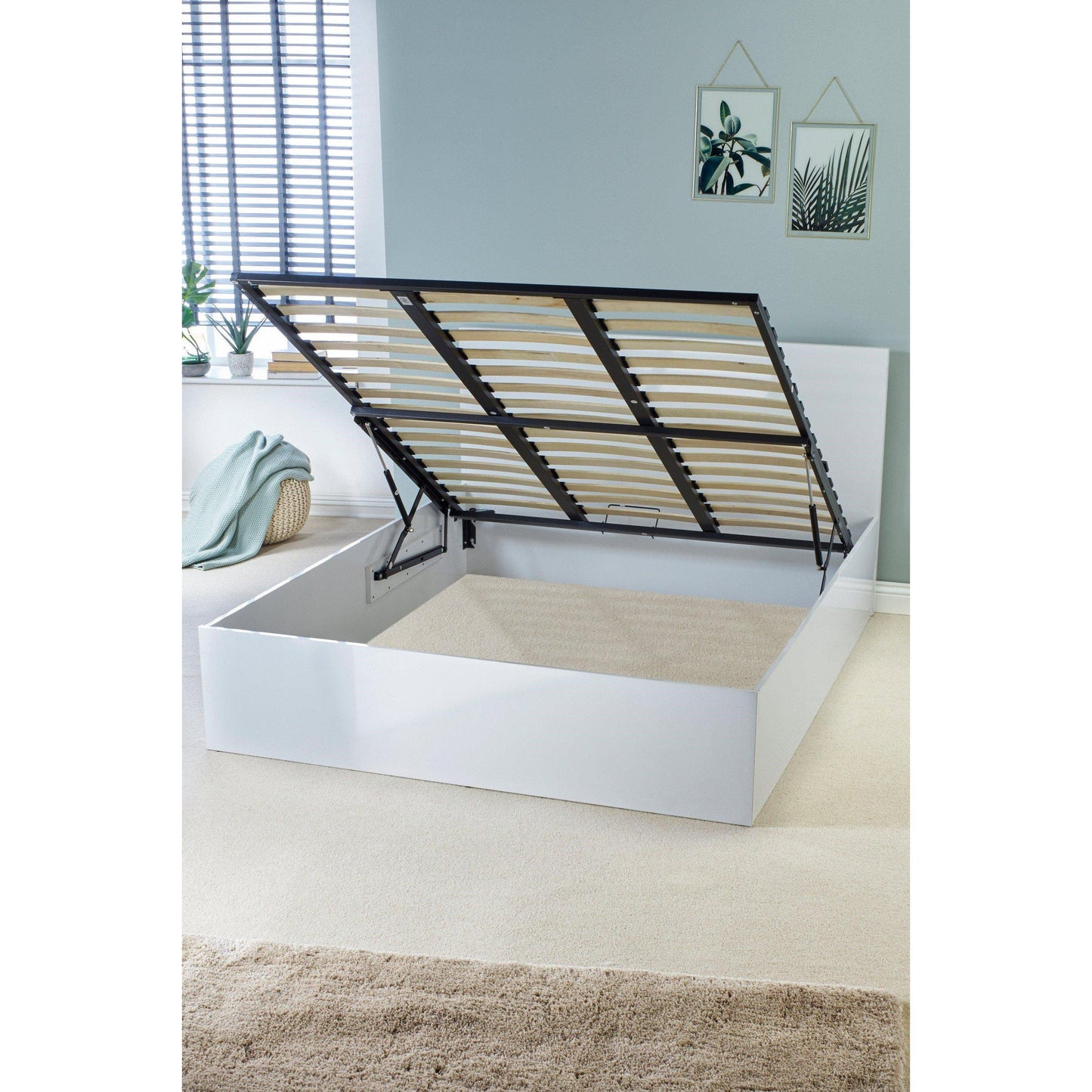 Homelife High Gloss Ottoman Bed
