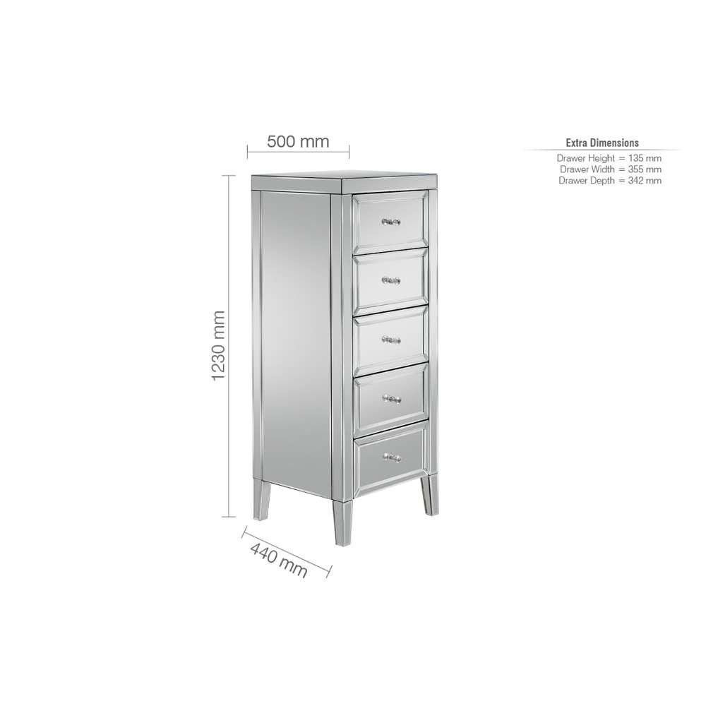 Birlea Valencia 5 Drawer Narrow Chest