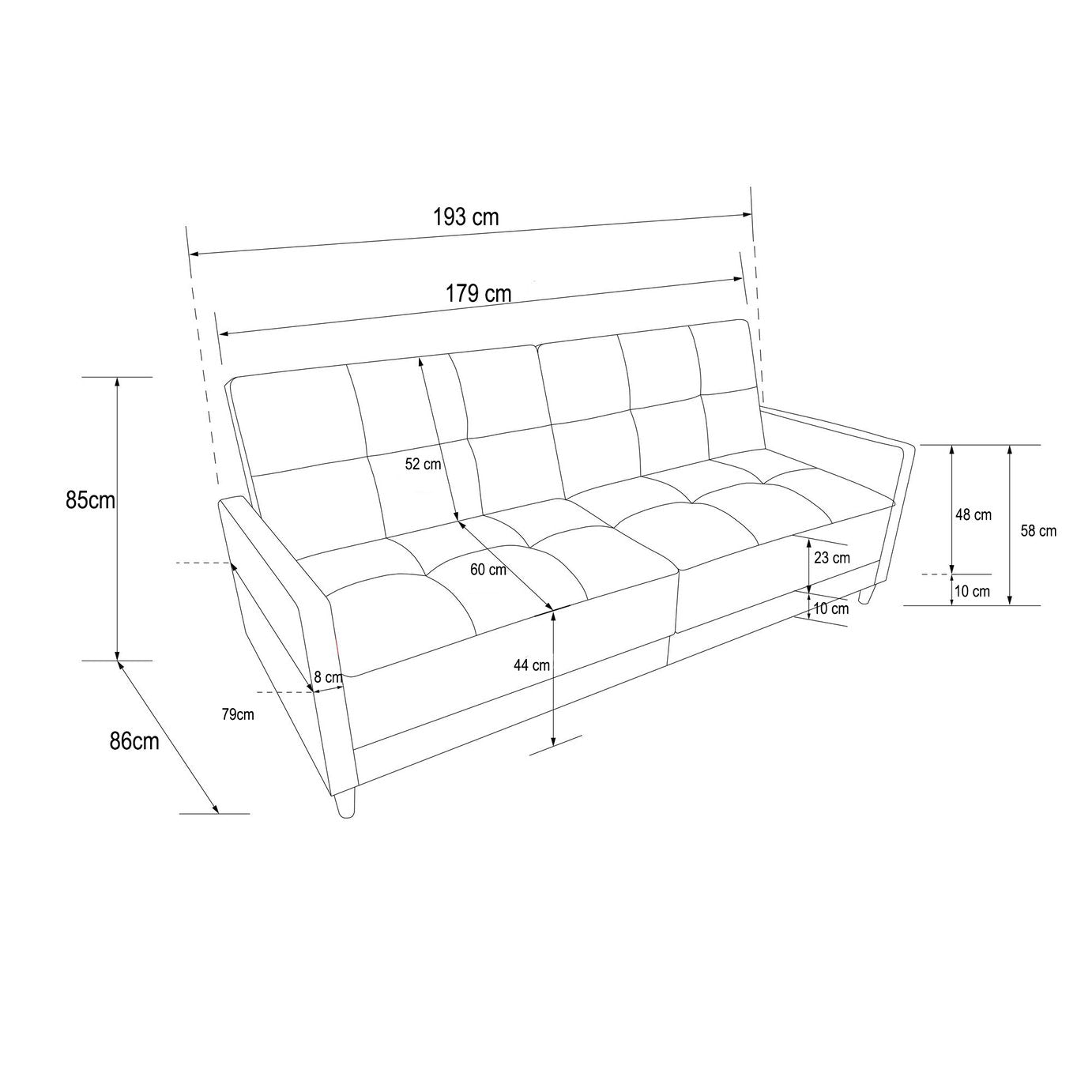 Dorel Andora Fabric Coil Sofa Bed - Navy Blue
