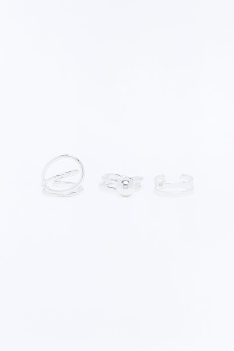 Far From It 3 Piece Ring Set - Silver