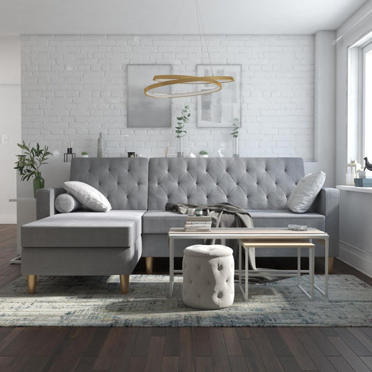 Dorel Liberty Velvet Sofa Bed - Grey
