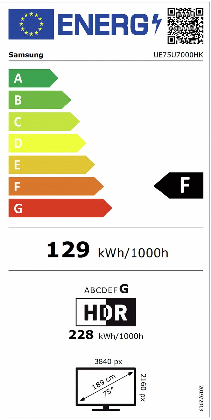 Samsung 75 Inch UE75U7000HKXX Smart Crystal UHD HDR LED TV