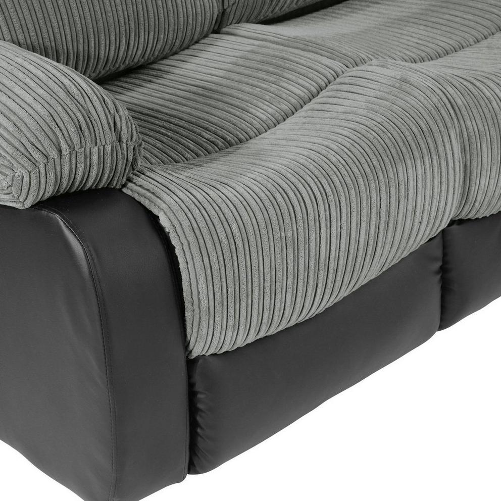 Banbury Faux Leather 2 Seater Black Jumbo Cord Sofa