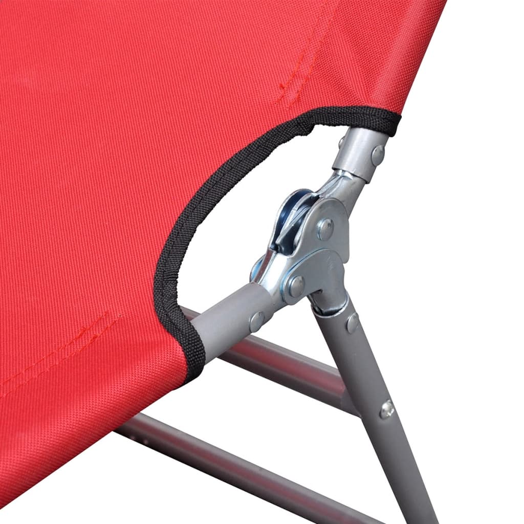 NNEVL Folding Sun Lounger Powder-coated Steel Red - Interactive Group