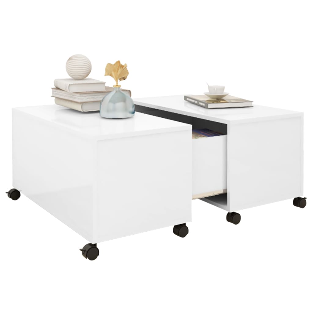 NNEVL Coffee Table High Gloss White 75x75x38 cm Chipboard - Interactive Group