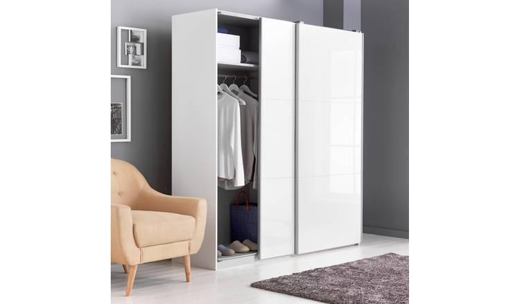 Habitat Holsted 180cm Sliding Wardrobe - White Gloss